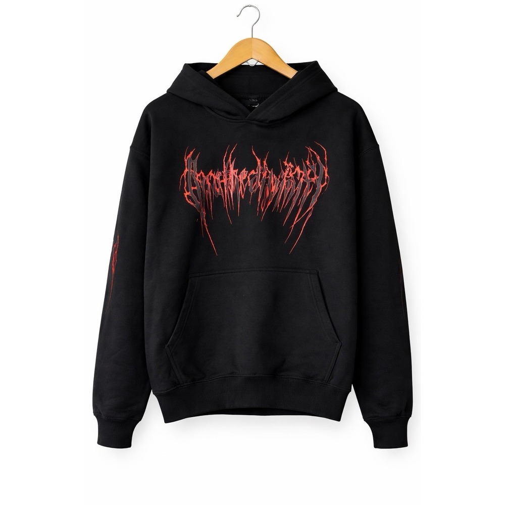 Breathe Divinity Hoodie Men S Black Graphic Pullover Goth Streetwear NWT
